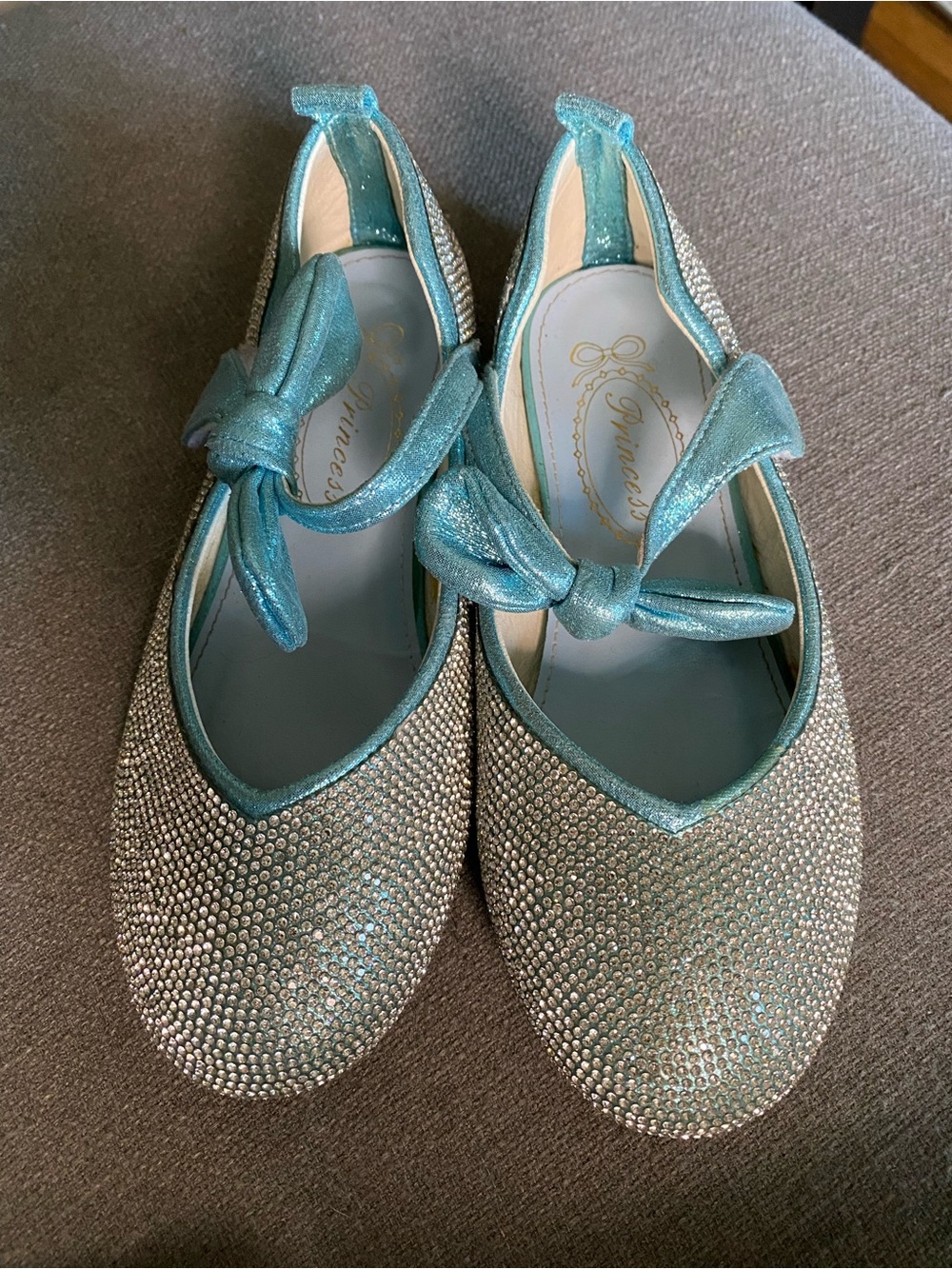 Silver and Blue Rhinestone Princess Flats